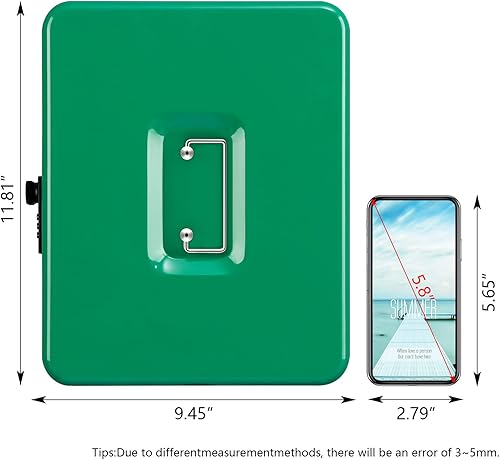 Miniatura 130 de KYODOLED - Caja de dinero grande con cerradura de combinación, caja de metal segura para dinero, caja de almacenamiento con bandeja de dinero, 9.84