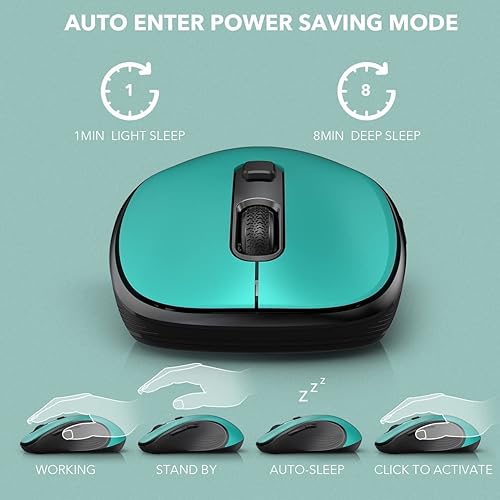 Miniatura 5 de Choiana Mouse inalámbrico, mouse inalámbrico 2.4G USB inalámbrico con 3 DPI ajustables, 6 botones, mouse ergonómico portátil silencioso para laptop,