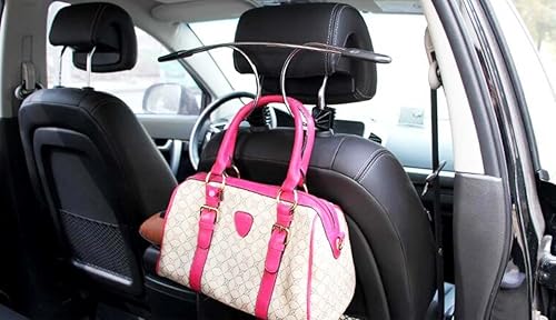 Miniatura 5 de ZONETECH Percha de metal para reposacabezas de coche, soporte de ropa de alta calidad para viaje, chaqueta, traje, percha con varillas de sujeción