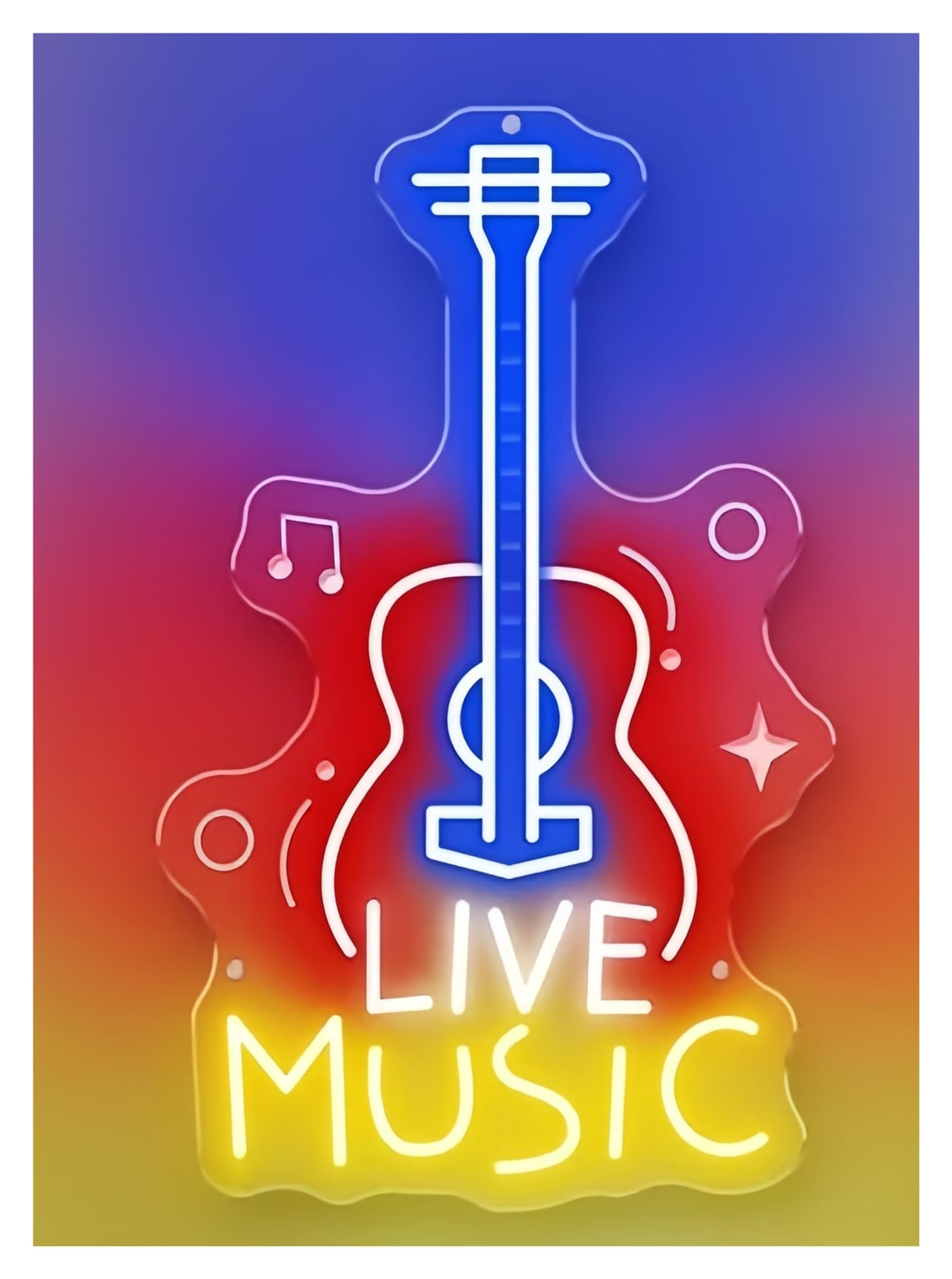 Shouxi B Sign Lamp Music Guitar Neon Sign Room Decor Ar Studio Decoration Guitar Player(,50X30cm)