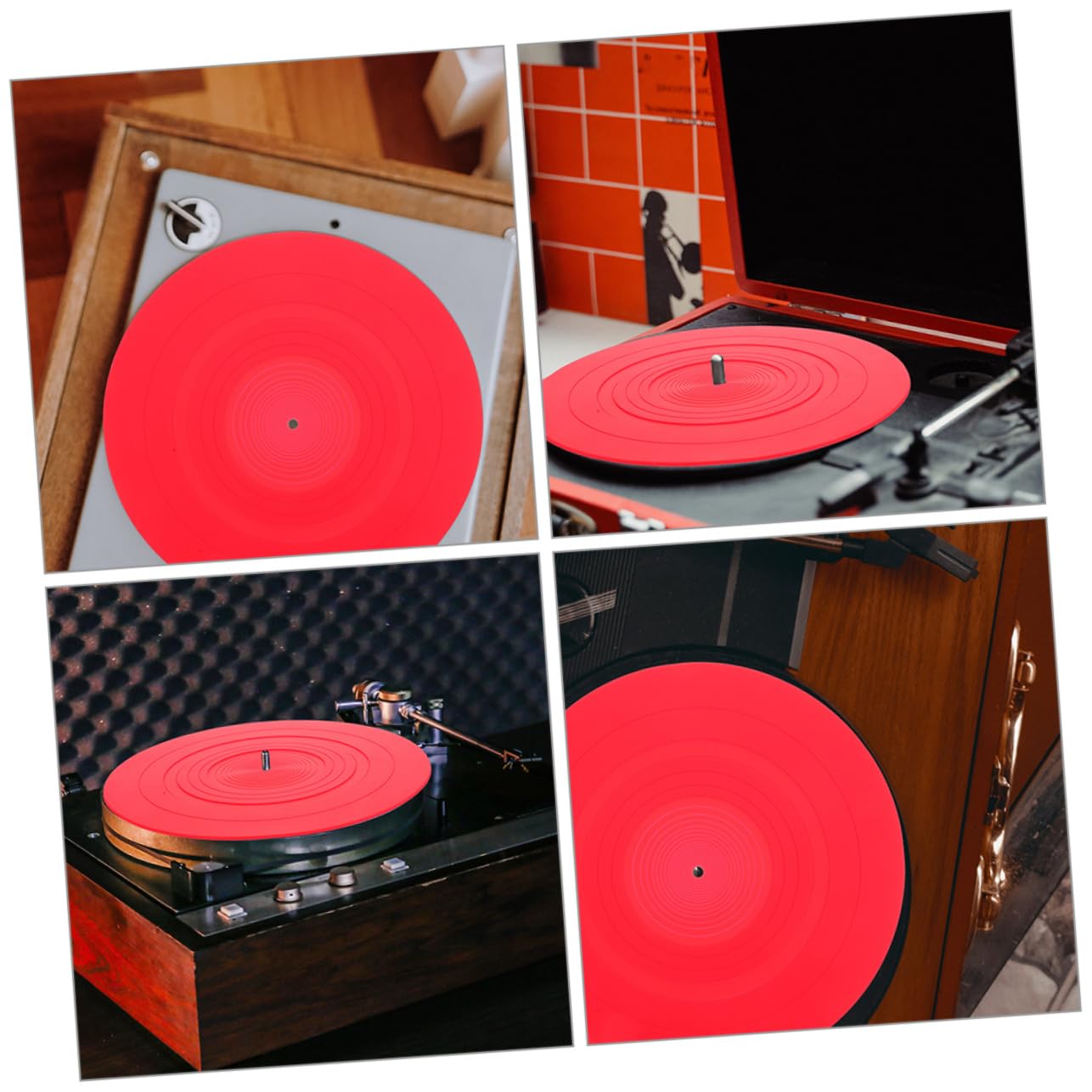 Tappetino Rosso Silicone in Antistatico 2 per Dischi per Giradischi Pezzi Protezione Delicata Accessorio Vinile per Uso Domestico