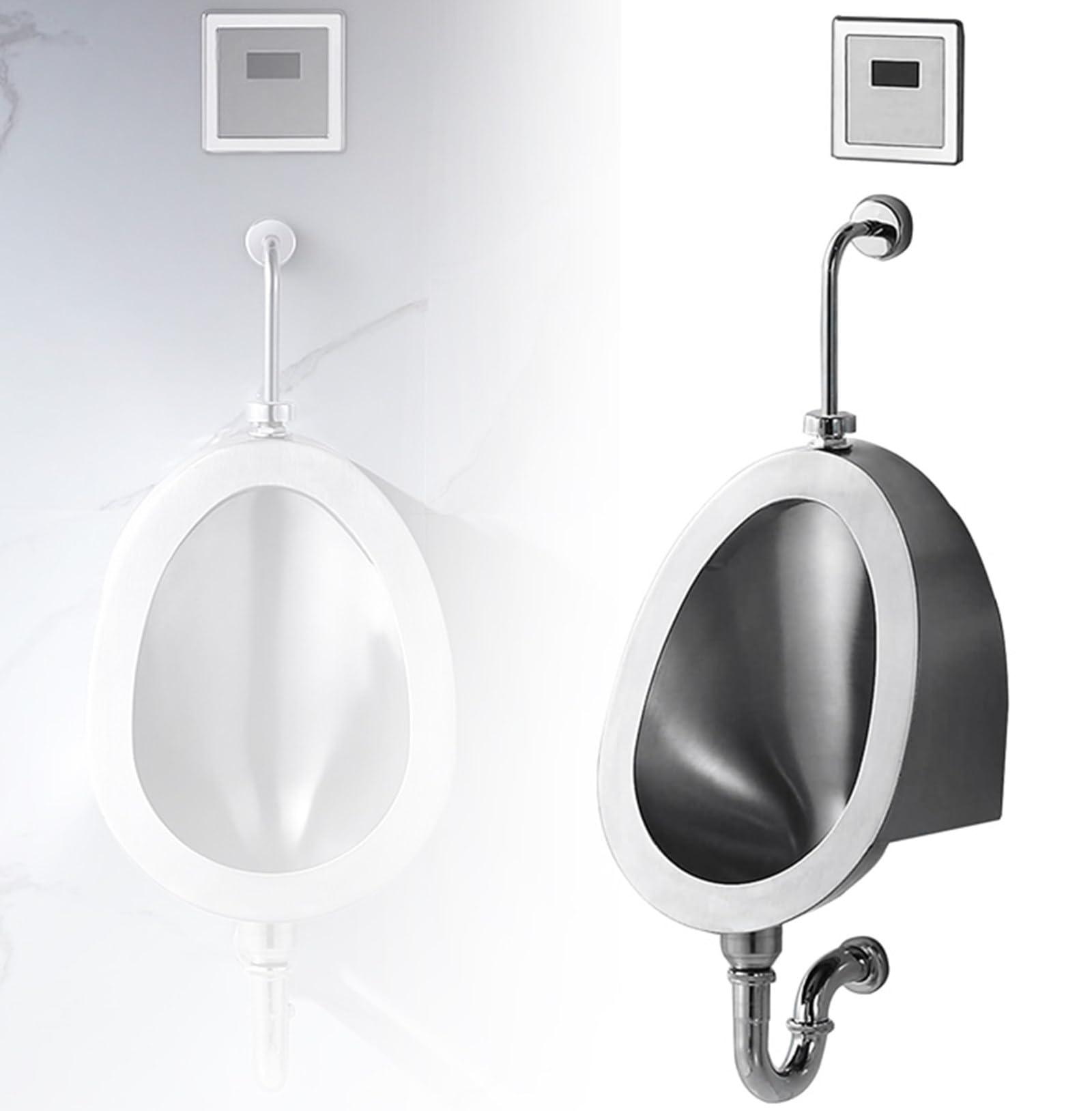 OTQEFTN Stainless Steel Urinal Wall Mounted Men's Bathroom Urinal Men'sUrinal Household/Commercial Splash-Proof Toilet Urinal Manual-WallRow