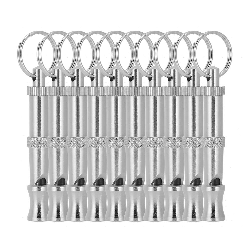20 Unids/Set Silbatos para Perros,Silbato para Perros de Acero Inoxidable de Longitud Ajustable para Dejar de Ladrar con Anillo Colgante de Metal