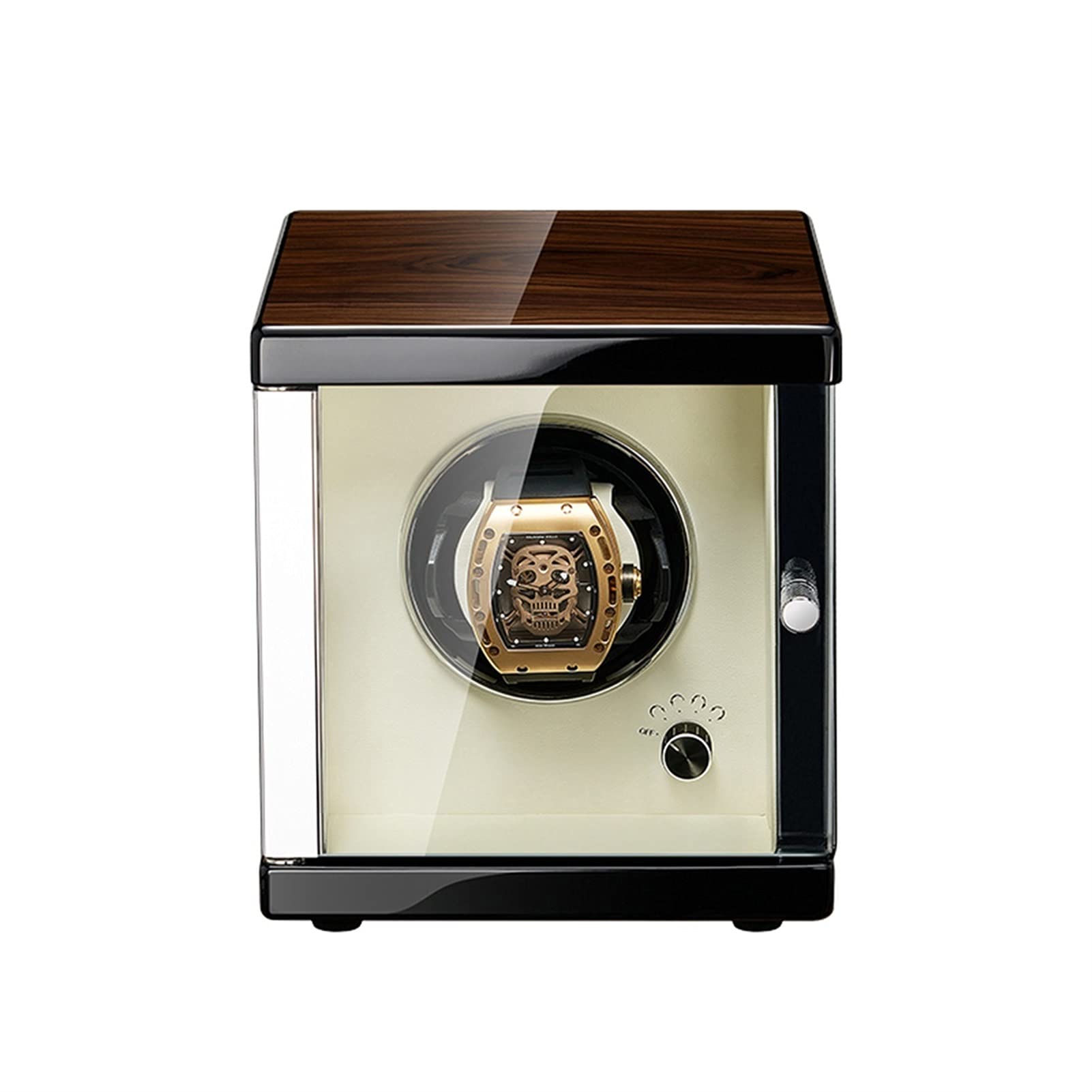Scatola Espositiva per Orologi, Carica Orologi Automatico con Motore Silenzioso E Illuminazione A LED, Carica Orologi Rotante, Vetrina per La Conservazione Degl