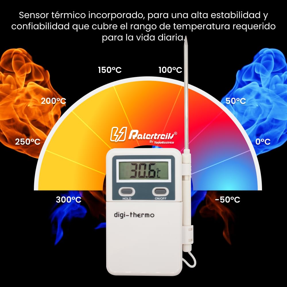 Termometro digitale portatile con sonda -50° +300°C per aria condizionata e cucina