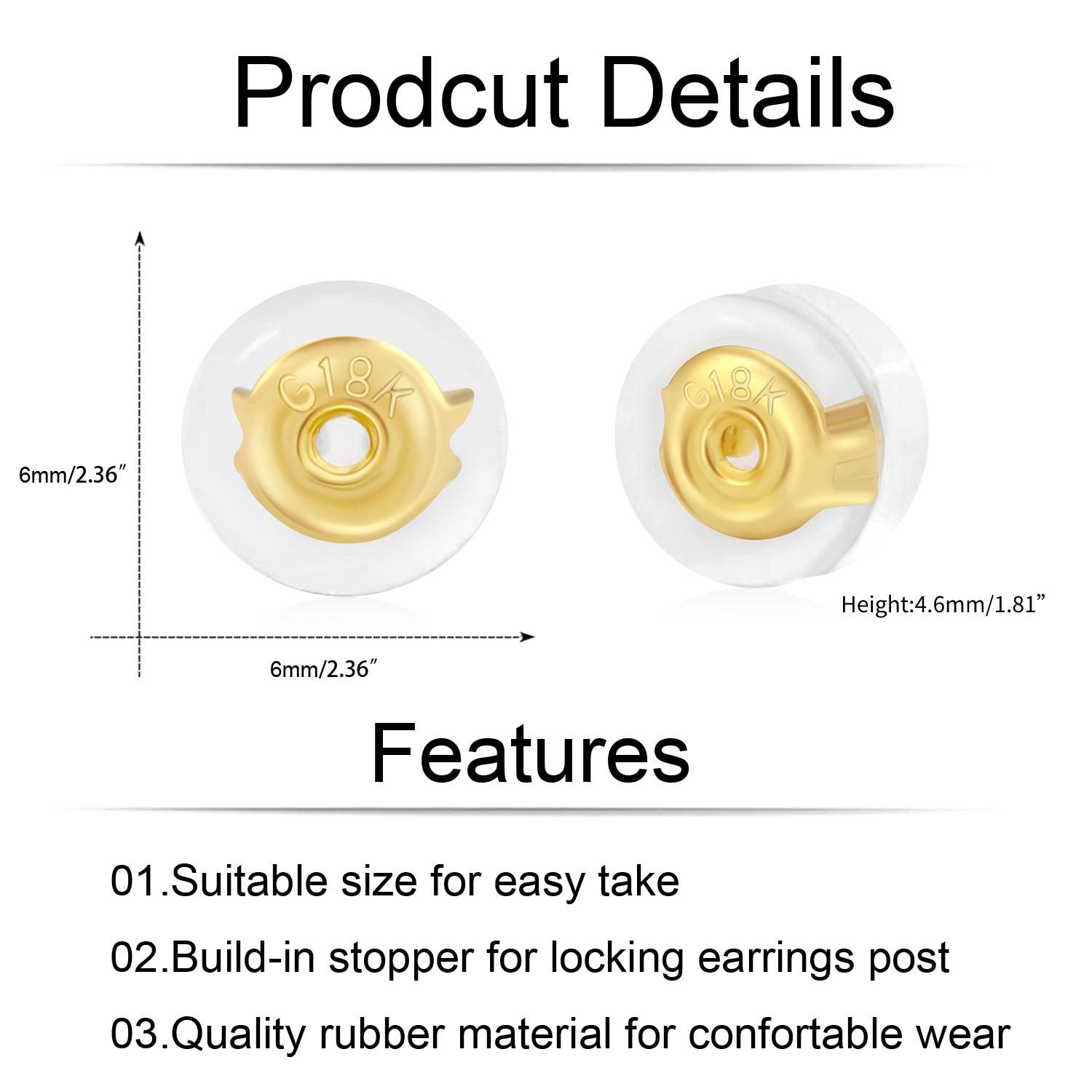 Earring Backs Lifters 14K Gold Silicone Earring Backs