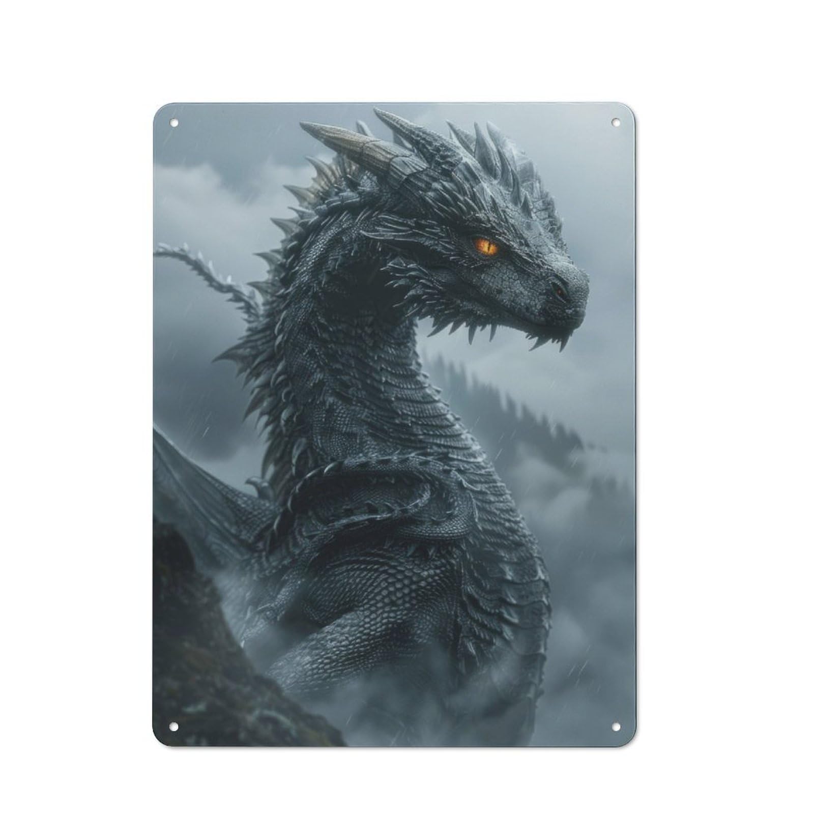 Junmoney Mystical Black Dragon Retro Tin Sign 40X30cm Featuring For Bar Or Restaurant, For Metal Sign Collectors, For Garage And Workshop Walls