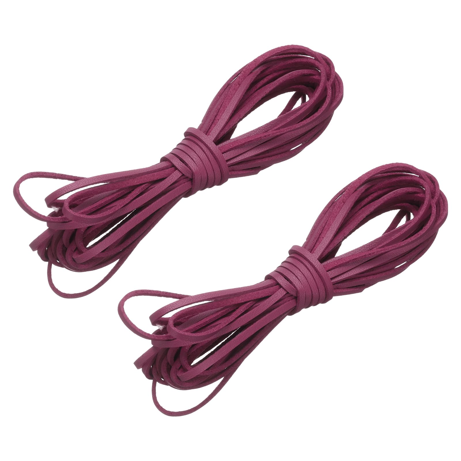 Photo 1 of uxcell 2 Pcs Faux Suede Leather Cord, 5.5 Yards 2.6mm Flat Thin Leather Laces Strips, Craft Braiding String for Bracelet Jewelry Making Handbag Shoelace DIY Crafts, Dark Rose