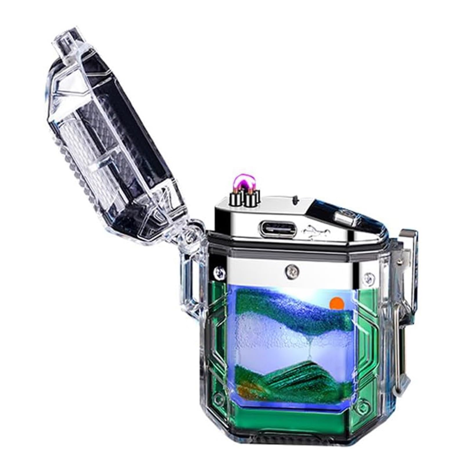 Encendedor resistente al viento USB con pantalla LED para barbacoa y camping