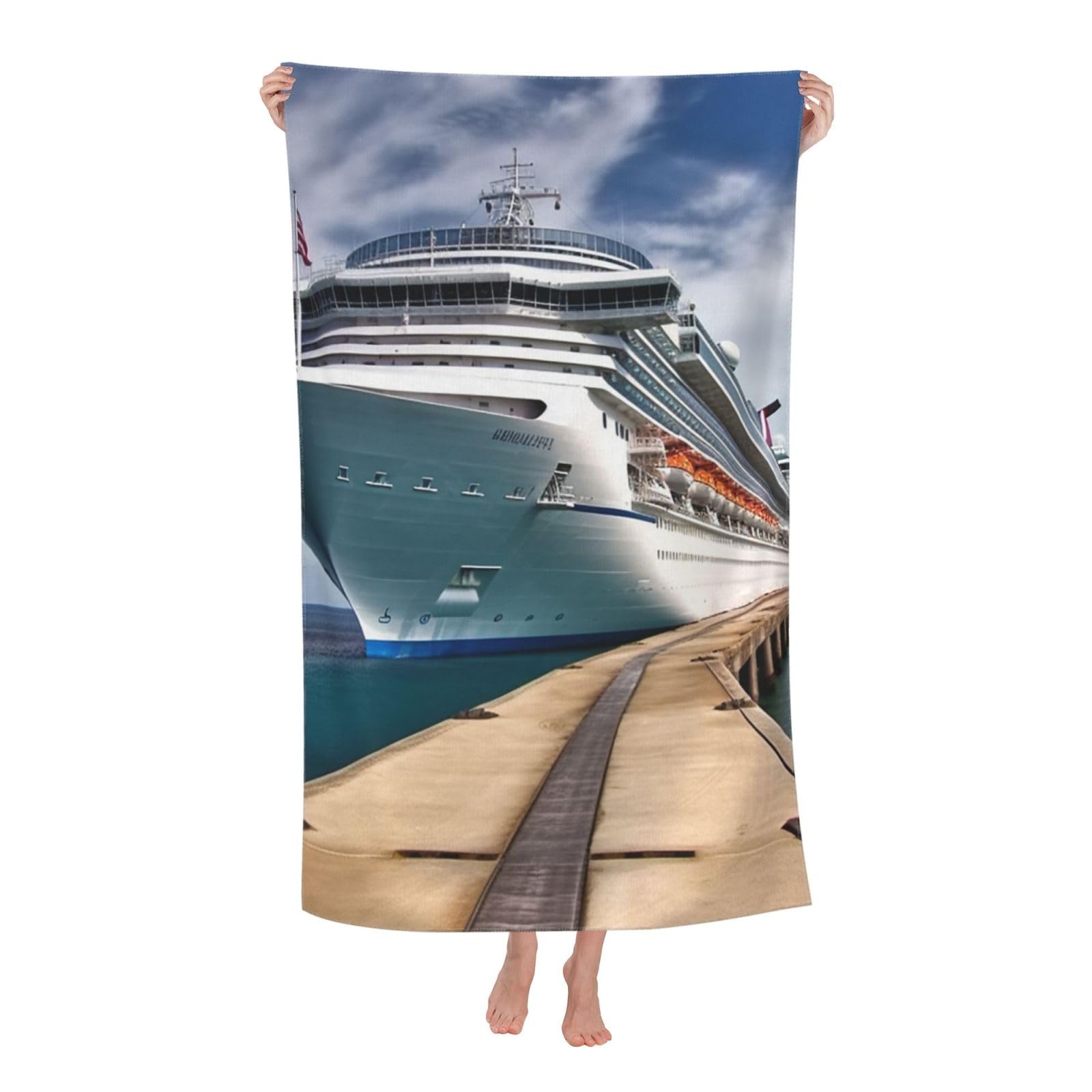 FodPand Cruise Ship Beach Towel Oversized 52 x 32 in Sand Free Pool Swim Towels for Adult Travel Blanket Lightweight Quick Dry Absorbent Bath Towels Cruise Vacation Accessories