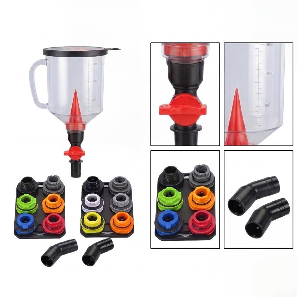 Kit completo de embudo de 18 piezas con diseño magnético para facilitar los cambios de aceite en cortadoras de césped y motores pequeños con caja de almacenamiento (tapa negra, caja blanca)
