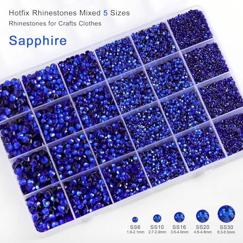 Image of Hotfix Rhinestones Kit,Sapphire, Mixed 5 Sizes 14400pcs