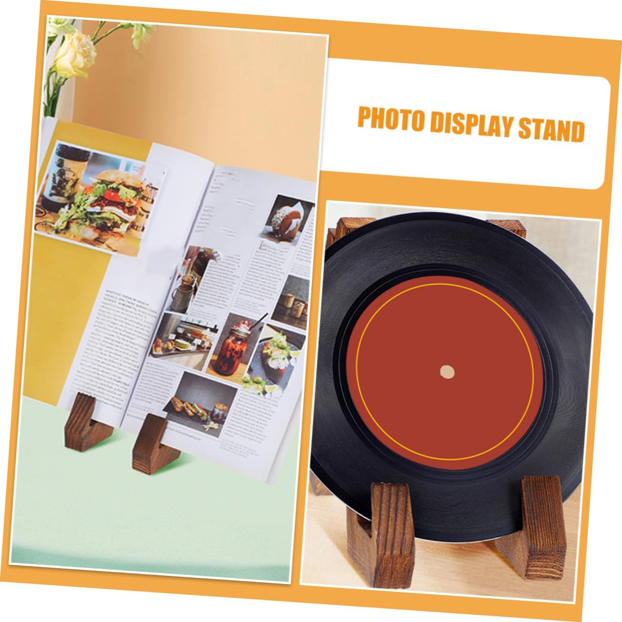 Wooden Recipe Book Holder Stand Reading Display for Kitchen Counter