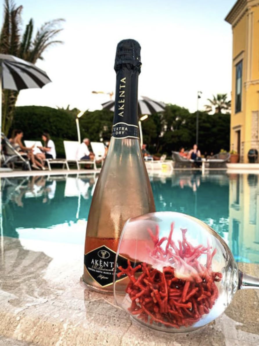 Slow Sardinia - Akènta Rosè Cagnulari I.G.T., 2 bottiglie da 75cl, Perlage fine e persistente, Spumante da vitigno Cagnulari, Ottimo aperitivo, Cantina Santa Maria la Palma Alghero