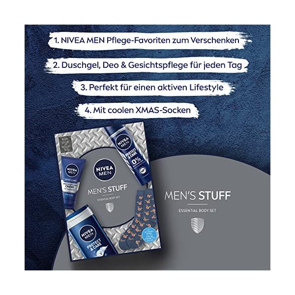 NIVEA MEN Men's Stuff Geschenkset, attraktive Geschenkbox mit Pflege-Favoriten für einen aktiven Lifestyle, Pflegeset… – Bild 4