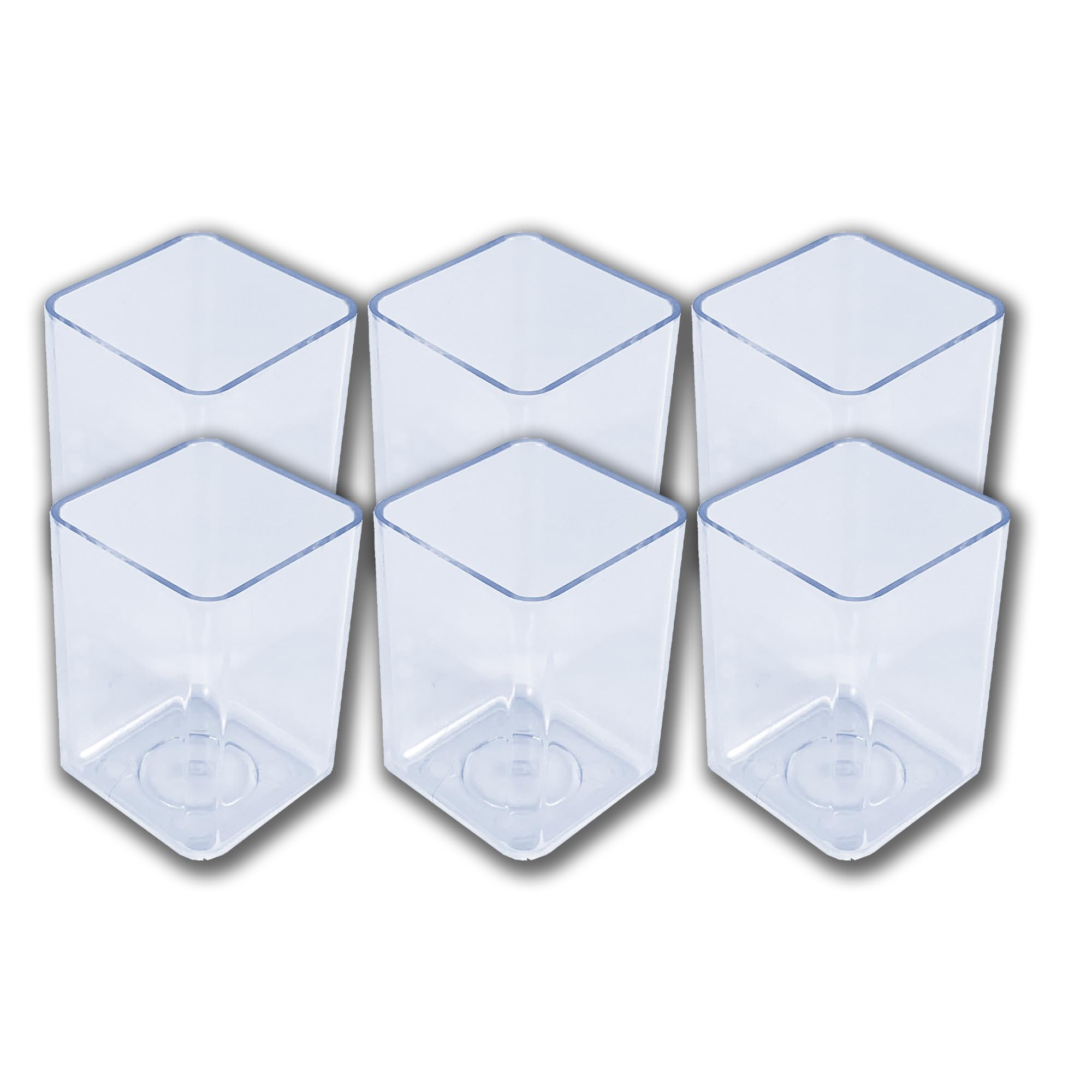 Deflecto Executive Pen Tidy Crystal - Pack of 6 - Pen Holder For Desk - Pen Pot - Desk Pen Holder - Pen Pots For Desk - Pen Organiser Desk Accessories - Pencil Pots For Classroom Pen Holders Desk Tidy