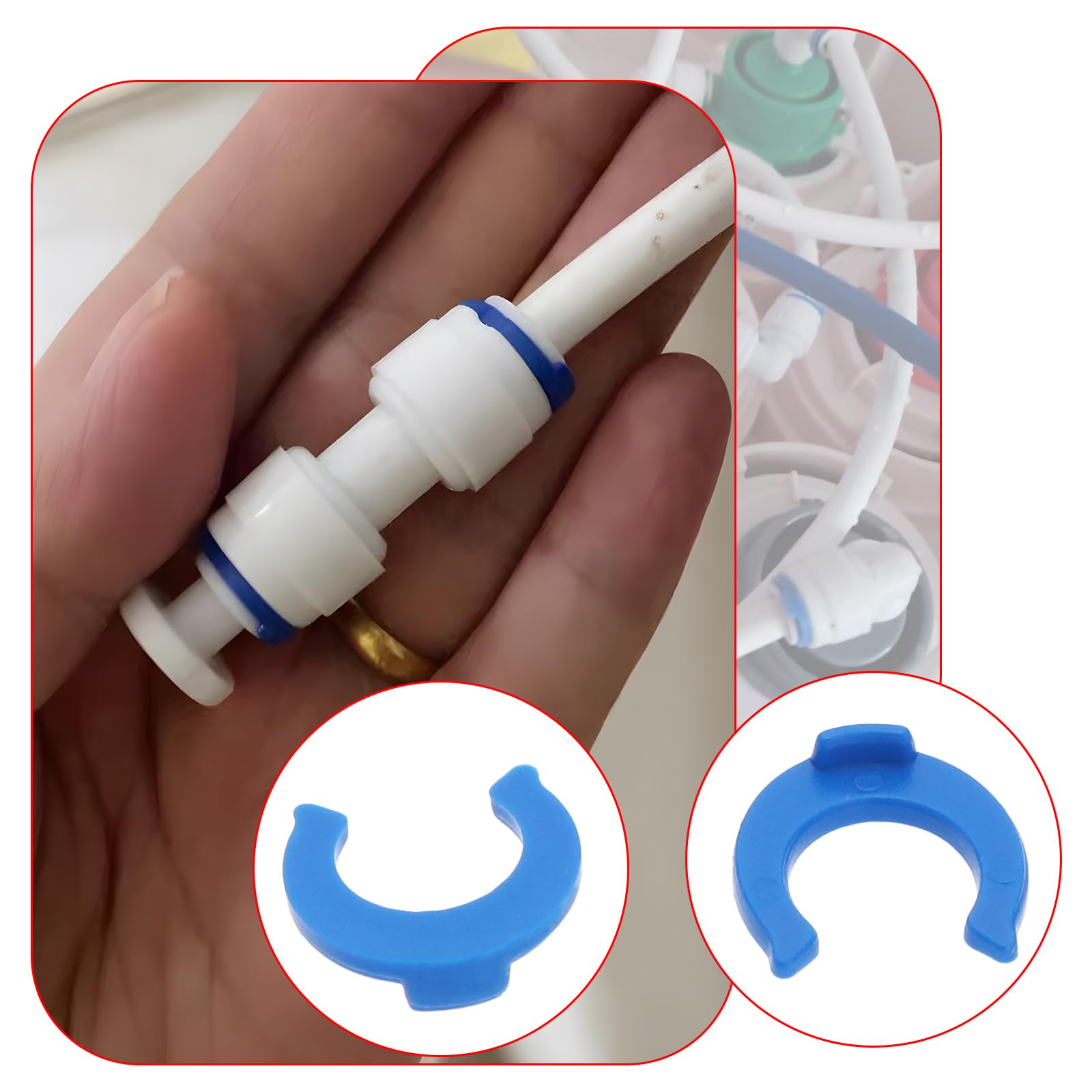 VGOL 100pcs 1/4 inch Plastic Locking Clips Locking Quick Connect Fittings Water Purification and Beverage Systems for RO Water Filter System - Image 3