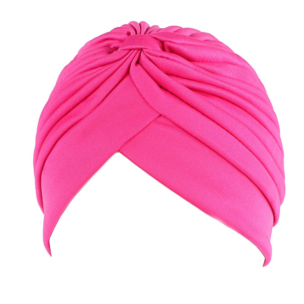COMVIP Womens Twisted Pleated Stretchable Swim Bathing Turban Cap Rose