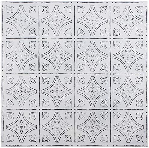 Holydecot Tin Wall Tiles 24x24 Nail-Up, Stair Risers, Metal Ceiling Tiles, 5 Pack (Antique White)