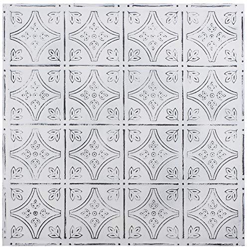 Holydecot Tin Wall Tiles 24x24 Nail-Up, Stair Risers, Metal Ceiling Tiles, 5 Pack (Antique White) by Holydecot - Used condition - CA$61.10