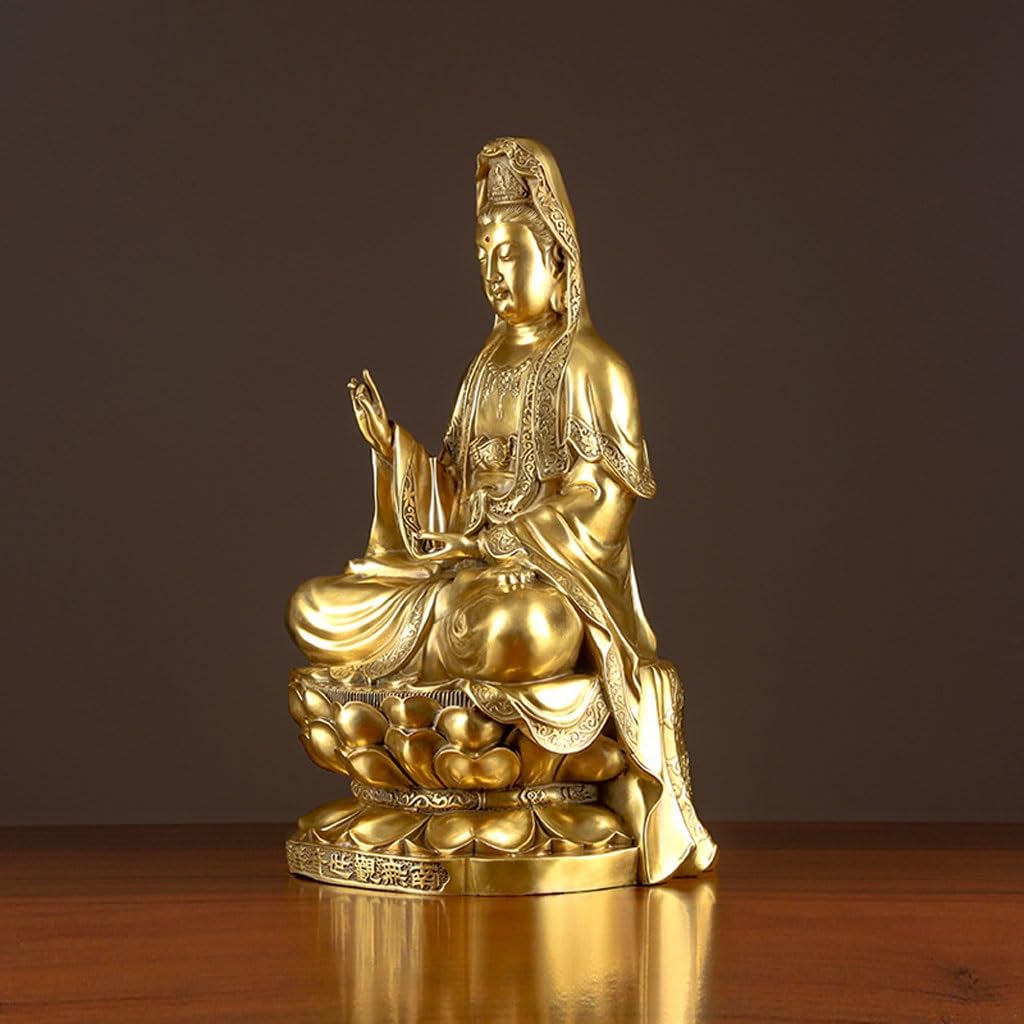 Posąg Buddy do wnętrz Dom Mosiądz Guanyin Statua Buddy Salon Studium Rzemiosło Guanyin Ozdoby na parapetówkę Prezent Medytująca Statua Buddy Figurka Rzeźba