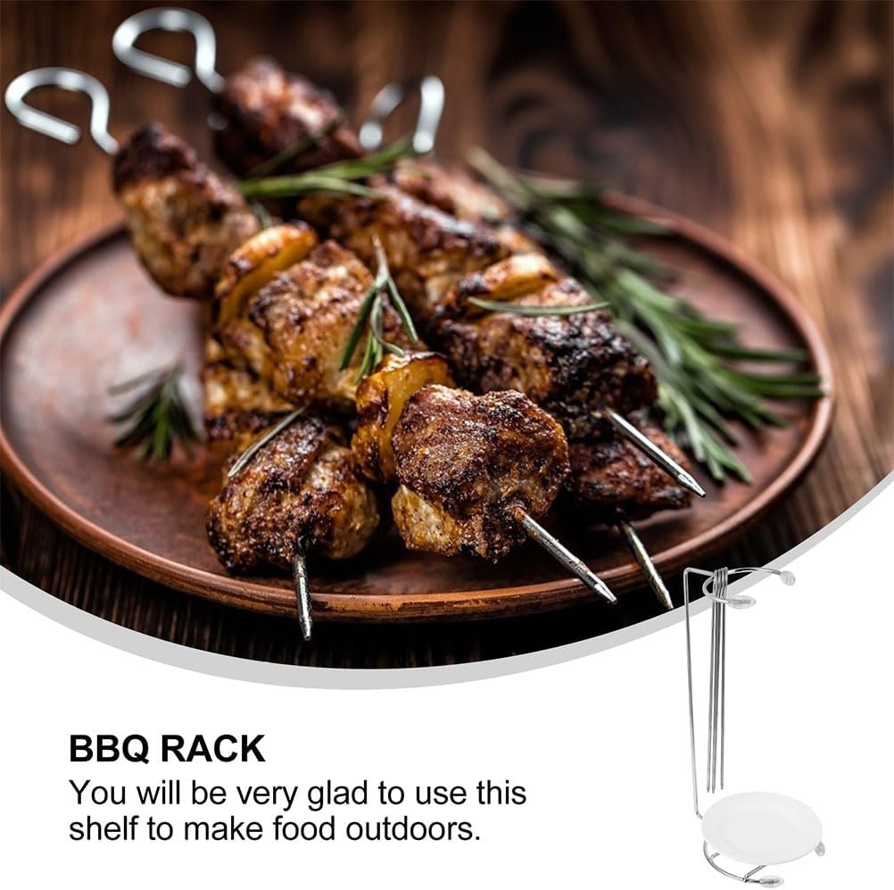 Hemoton Stainless Steel Barbecue Hangers with Drip Plates 2 Sets Vertical Skewer Rack for Outdoor Grilling Kebabs and Meat Cooking 11 Inch Bbq Accessory