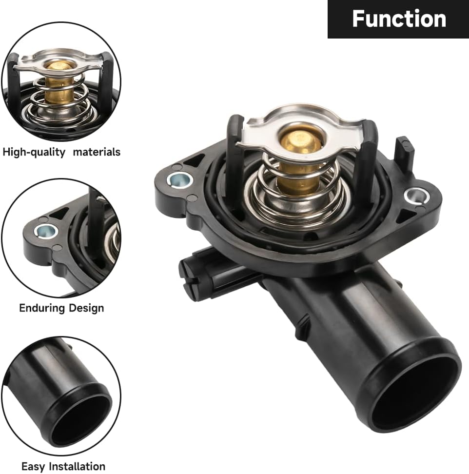 Engine Coolant Thermostat Housing Assembly - Compatible for Chrysler Town & Country 2011-2016 for Chrysler 200 2011-2014 for Dodge Avenge Journey Grand Caravan - Replace Part 5184570AH 7B012111