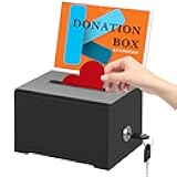 KYODOLED Black Suggestion Box with Slot and Lock for Voting, Donation Box with Sign Holder, Tip Jar, 6.2