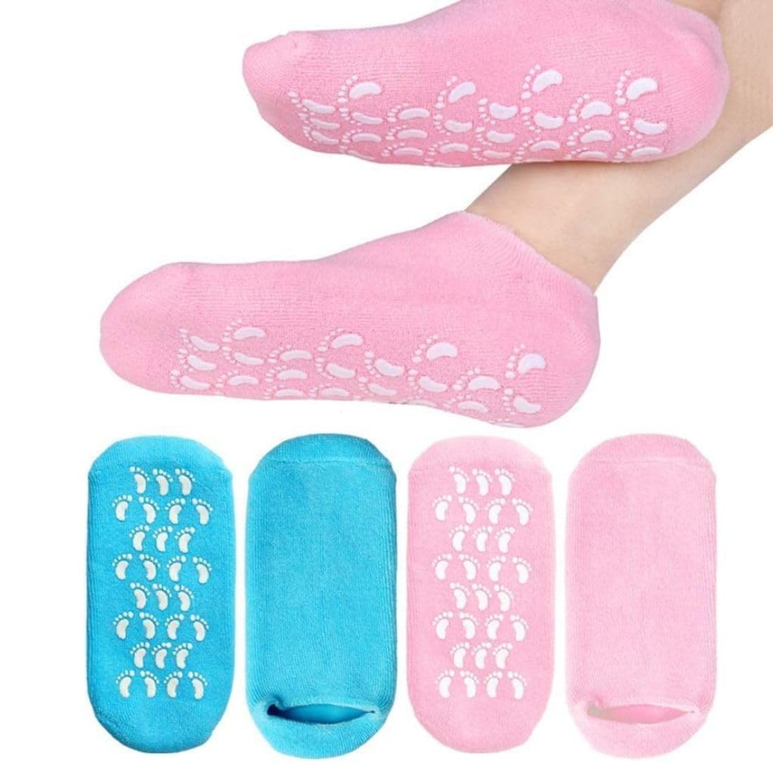 Shop StoppersShop Stoppers Gel Socks, Moisturizing Socks, Soft Gel Socks, Gel Spa Socks For Repairing and Softening Dry Cracked Rough Feet - Gel Lining Infused with Essential Oils and Vitamins - UNISEX - 1 Pair