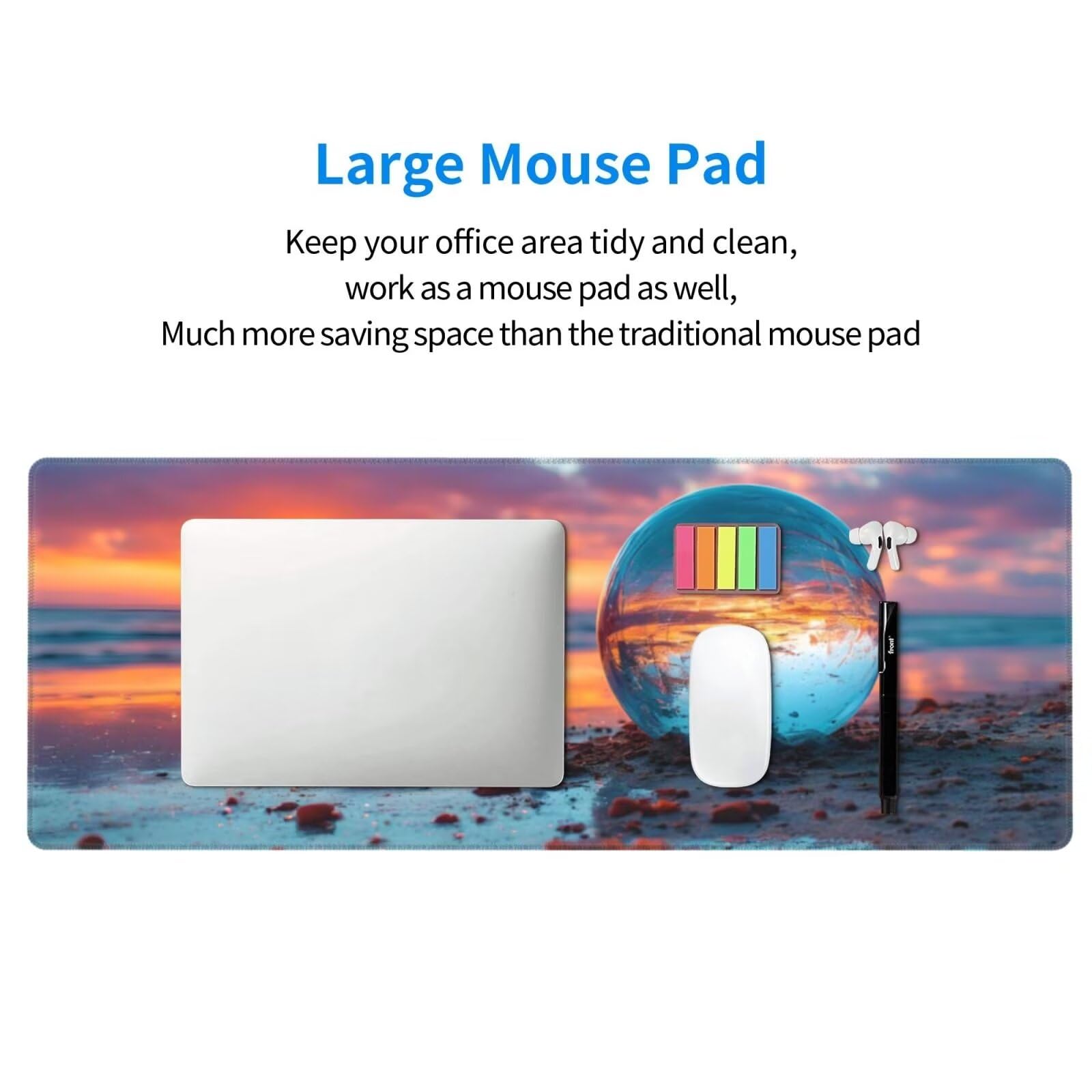Tappetino Mouse, Tappetino Mouse Gaming Grande XXL 1500x800x3mm Tappetino Scrivania Mouse Pad, Base in Gomma Antiscivolo, Bordi Cuciti,Lavabile, Mousepad per Ufficio e Gaming (Sfera di cristallo) R624