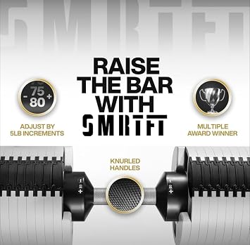 SMRTFT NUOBELL Adjustable Dumbbells 5100 lb Set | Original NUOBELL | 26 Weights in 1 for Home Gym Strength Training | Steel-Knurled Handle | Space-Saving Dumbbell Set of 2 |