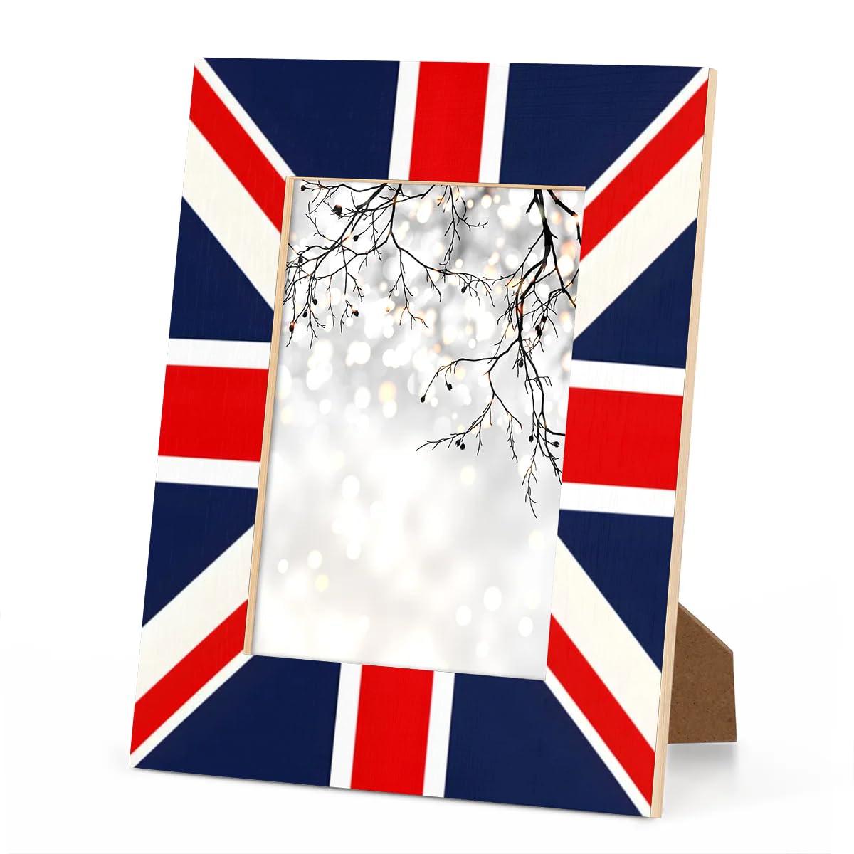 Cmizedevise UK British Flag Picture Frame 4x6 Union Jack Photo Frame Fits 4 by 6 Inch Wall and Tabletop Display for Home Decor