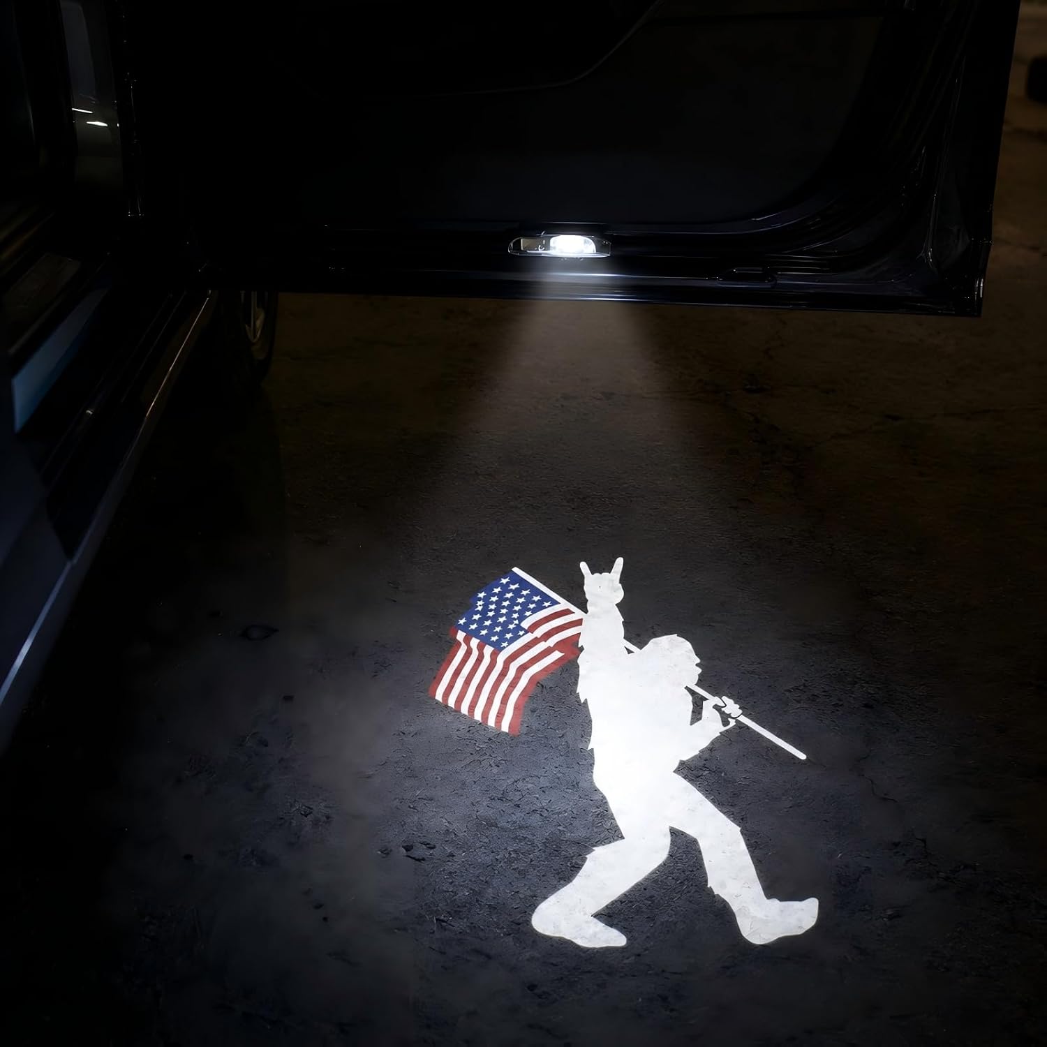 2PCS Car Door Light Logo Projector Wireless Car Door Projector Universal Fit for Most Cars/Trucks/SUVs Car Accessories (Light-Sasquatch Flag) image 2