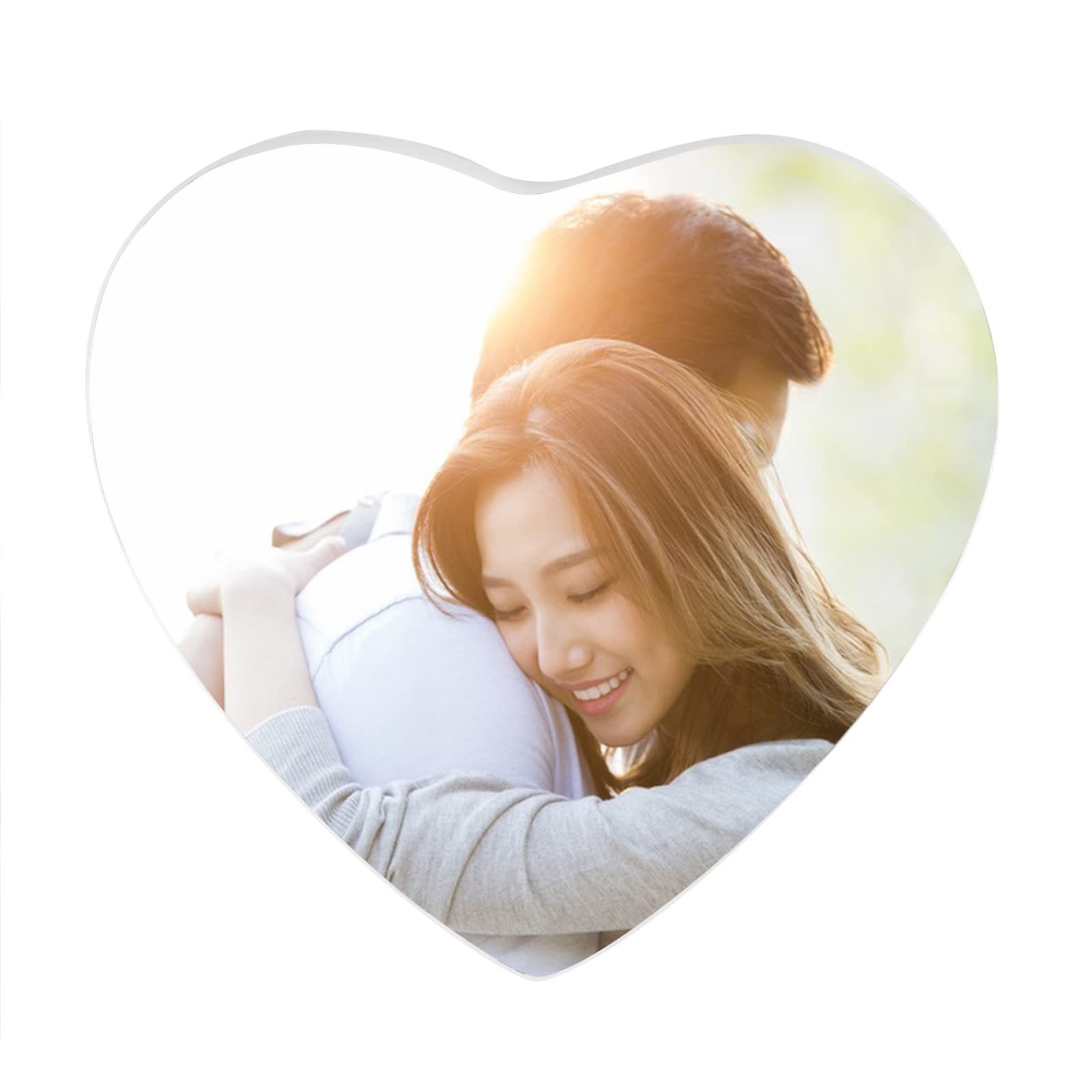 Personalized Ceramic Photo Picture Frame Porcelain Portrait Plaque for Headstone Graves Indoor Headstone Picture Monument Portrait Ornament Color Photo Oval Memorial Tile (Heart-shaped - 4.2x3.7in)