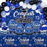 2023 Navy Blue Black Graduation Party Decoration Supplies-227PCS Class of 2023 Congrats Grad Tablewa