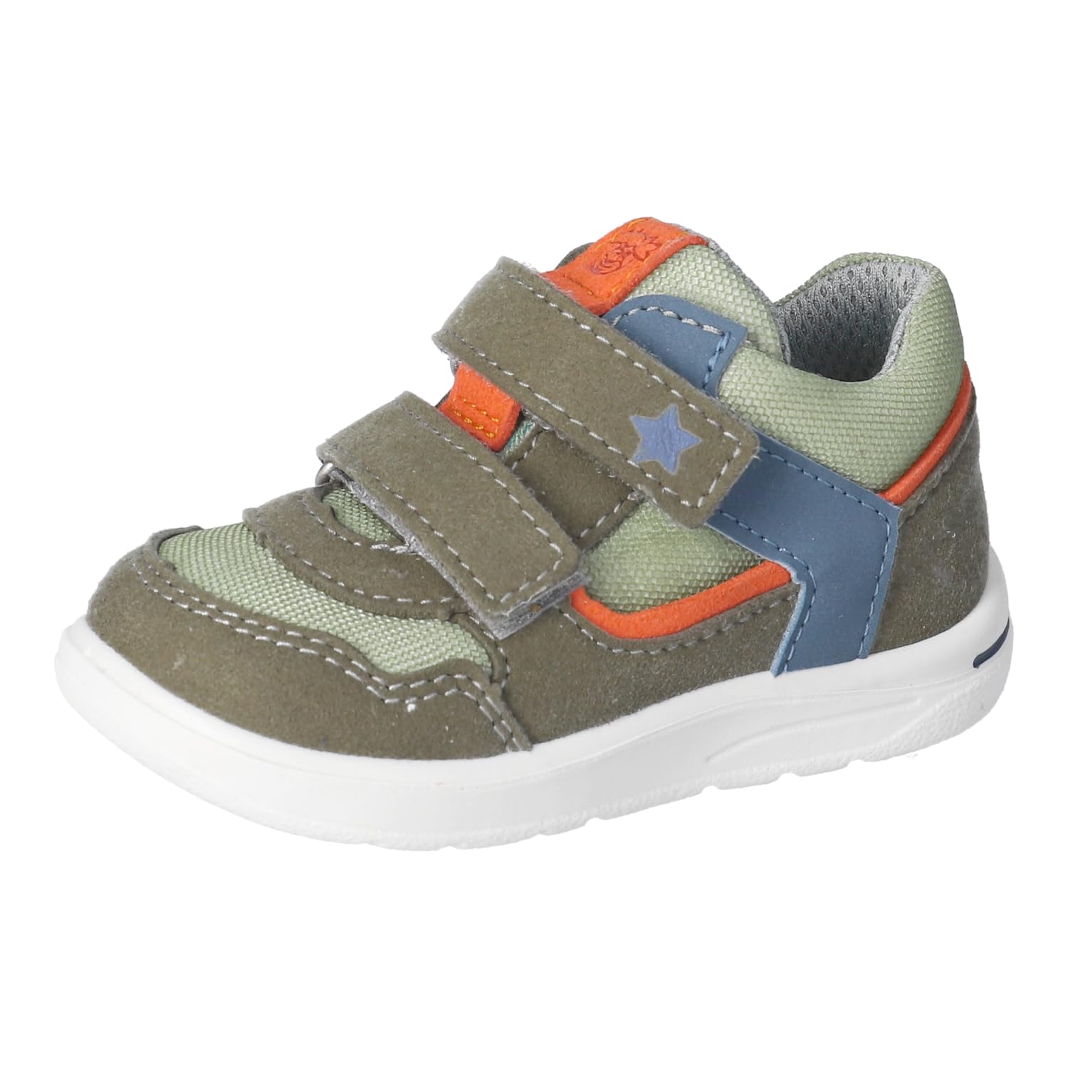 RICOSTA Jungen Low-Top Sneaker ELLI, Kinder Lauflernschuhe, Weite: MITTEL, lose Einlage, waschbar,vegan, Klettstiefel, Oliv/eukalyptus (530), 25 EU
