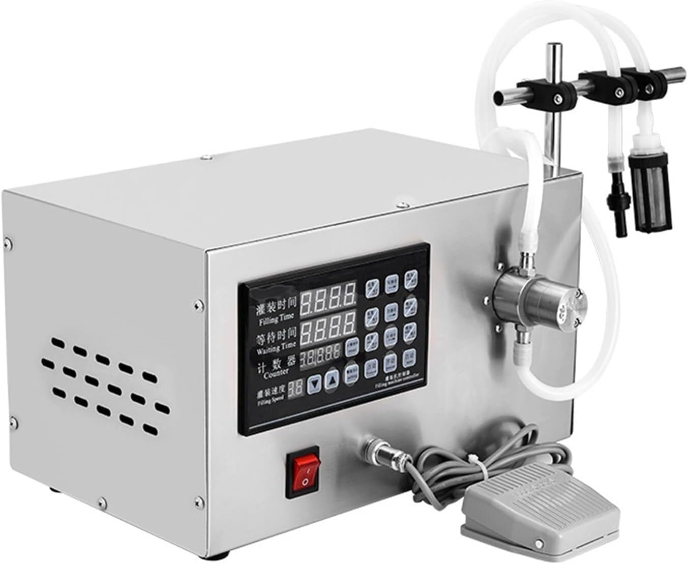 Liquid Filling Machine, 1-6000ml Bottle Filler Machine, Digital Control Diaphragm Pump, with Automatic Counting, Anti-drip Nozzle, for Perfume/Juice