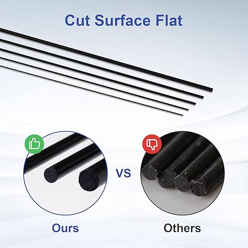 Miniatura 4 de Varilla de fibra de carbono de 0.157 x 16.535 in  Varillas de fibra de carbono 100% mate, paquete de 10 para avión RC, esqueleto de cometa hecha a