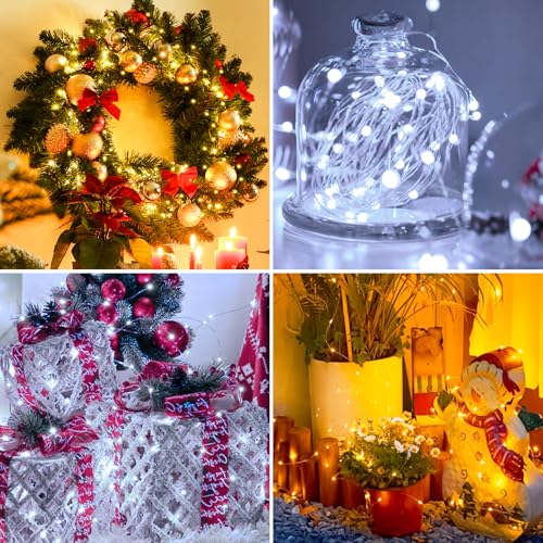 Image of 20 Pack Fairy Lights Battery Operated - 7ft 20 Led Twinkle Lights 3 Modes, Bulk Mini String Lights Waterproof for Mason Jars Vases DIY Party Wedding Decoration Christmas - Warm and Cold White