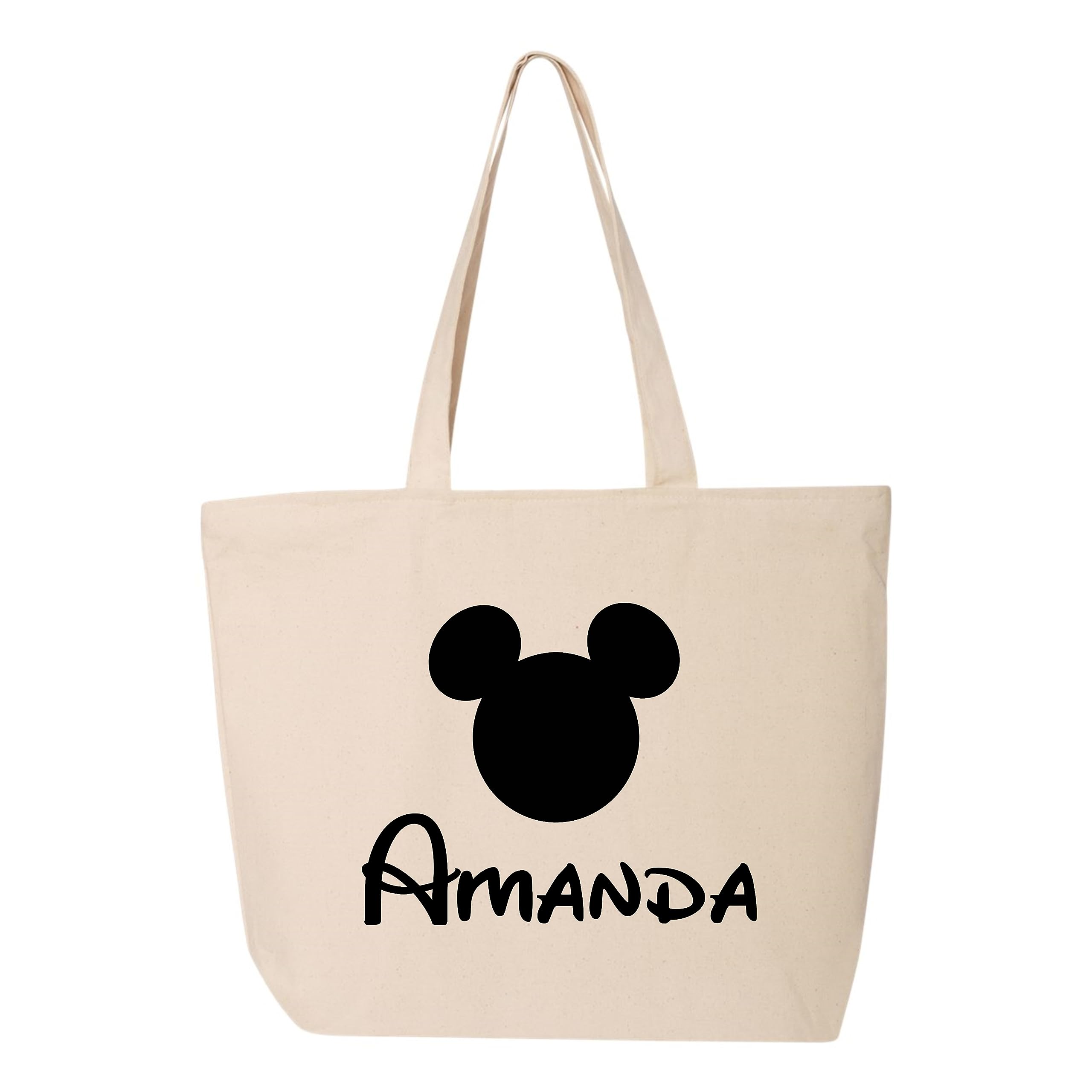 Personalized Mouse Head Bag, Canvas Tote Bag, Family Trip Personalized Tote Bag, Amusement Park Bag, Tote Bags for Women
