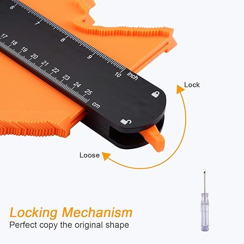 Miniatura 2 de BS ONE Medidor de contorno, duplicador de contorno de 10 y 5 pulgadas con cerradura, regalos de Navidad para hombres, medidores de perfil de