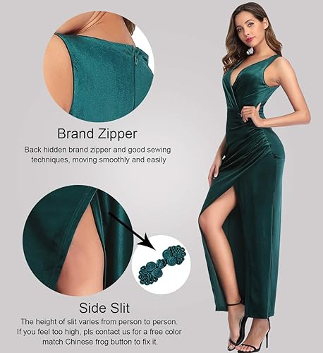 Miniatura 3 de Ababalaya Vestidos largos de terciopelo para dama de honor, vestidos formales para invierno y otoño para boda