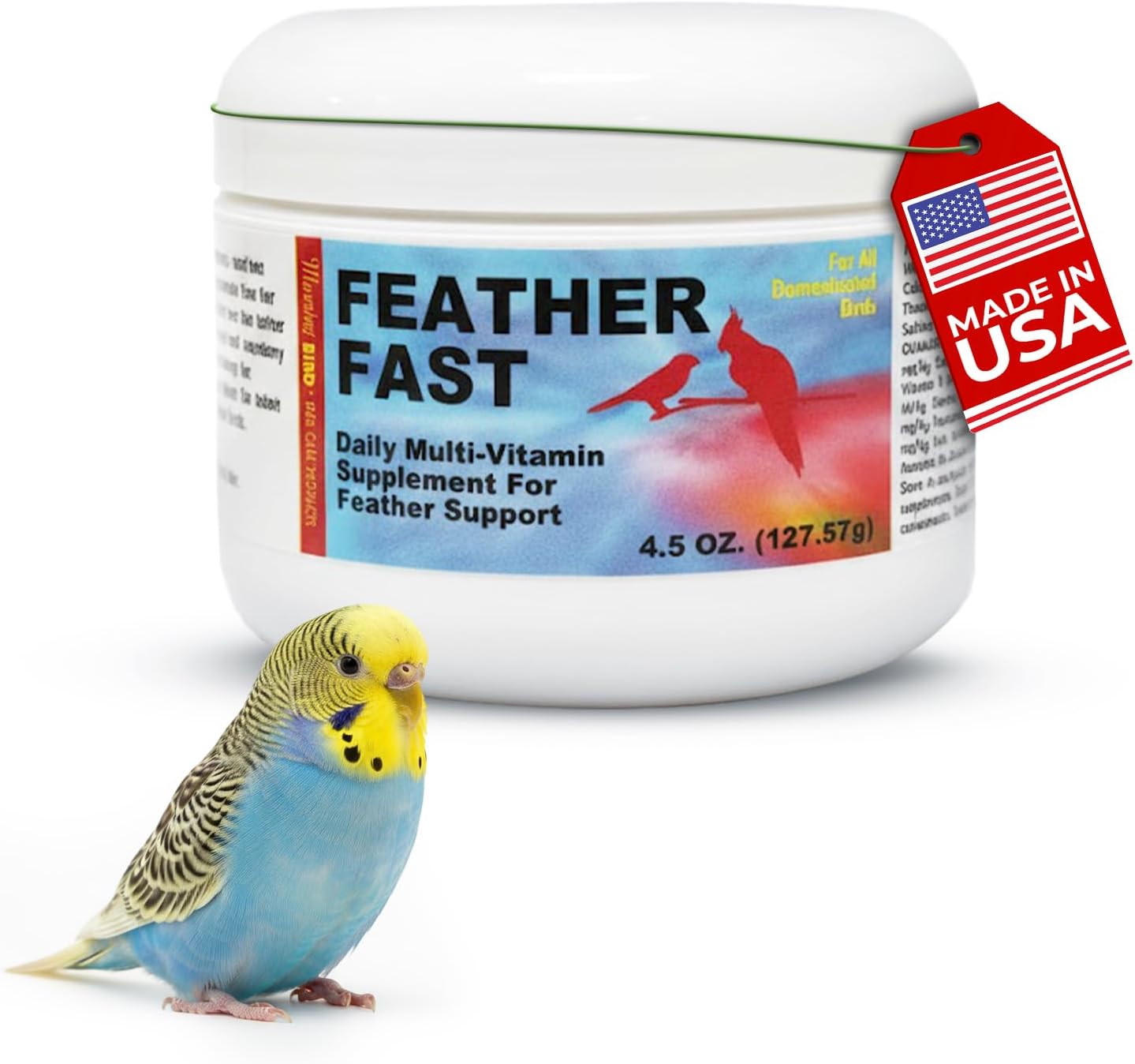 Morning Bird Feather Fast 4.5 Oz – Daily Multi-Vitamin for Growth & Molting Support – Promotes Healthy Feather Strength & Full Plumage – Supplement for All Adult Birds