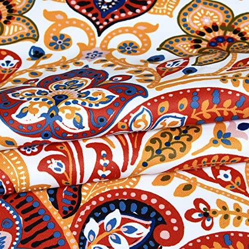 Keqiaosuocai Abstract Floral Damask Medallion Pattern Window Valance Room Darkening Paisley Colorful Curtains Valance Rod Pocket 52 Inch By 18 Inch With 1.6 Inch Header Red Blue Yellow Black White #TOP5