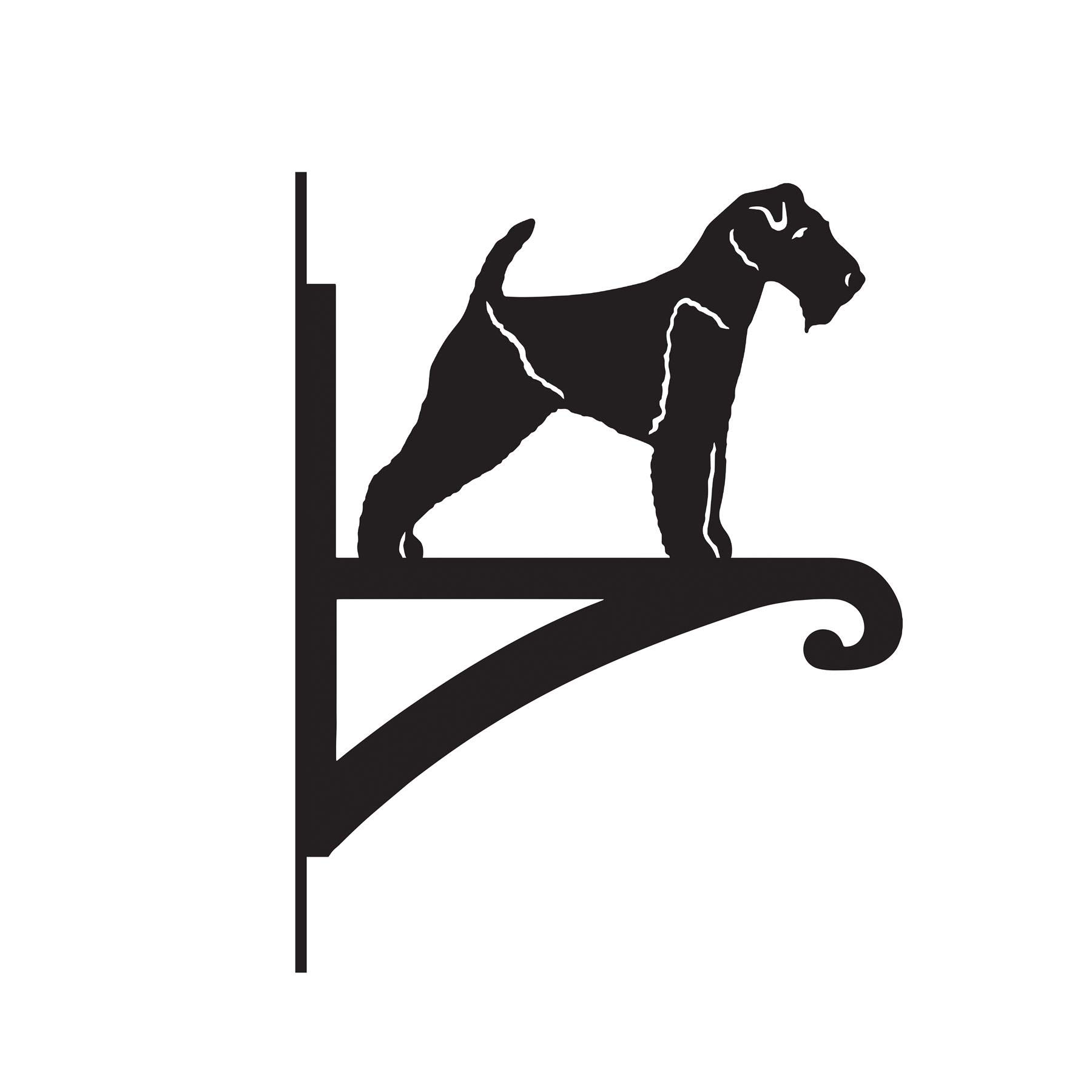 Black Steel Welsh Terrier Hanging Basket Bracket - Wall Mounted Garden Plant Hook for Outdoor Baskets, Decorative Heavy Duty Garden Wall Hook
