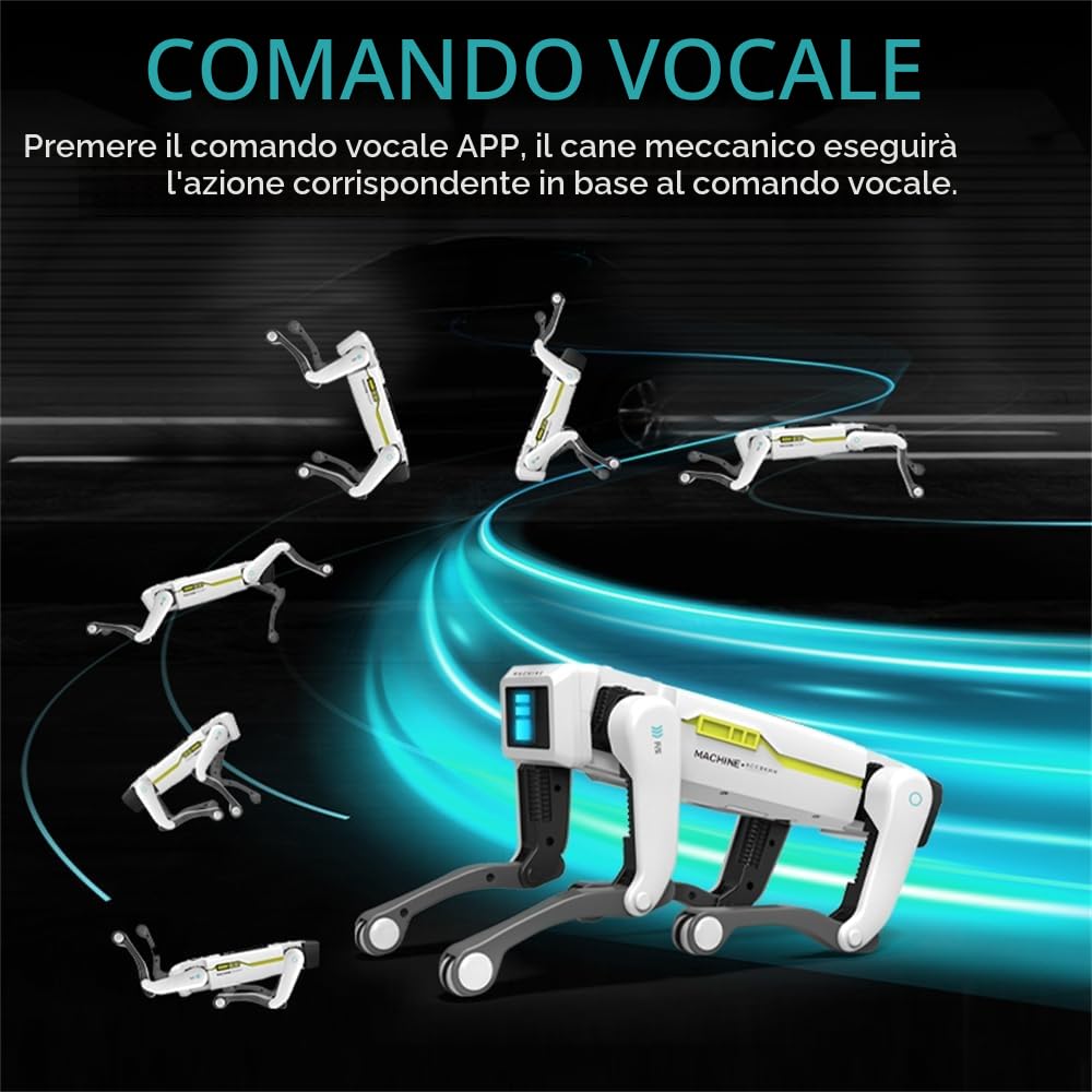 Robot cane giocattolo telecomandato per bambini 3-12 anni, cane robot intelligente supporta il controllo APP, può programmare, ballare, musica e interagire