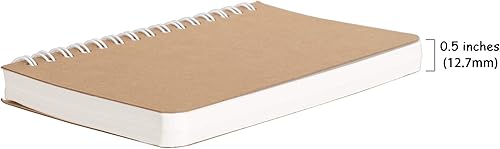 Miniatura 10 de TWONE Cuadernos de espiral plano con tapa Kraft, paquete de dos unidades, 3.5 x 5.5 pulgadas, 180 páginas a rayas, 90 hojas, fácil de transportar
