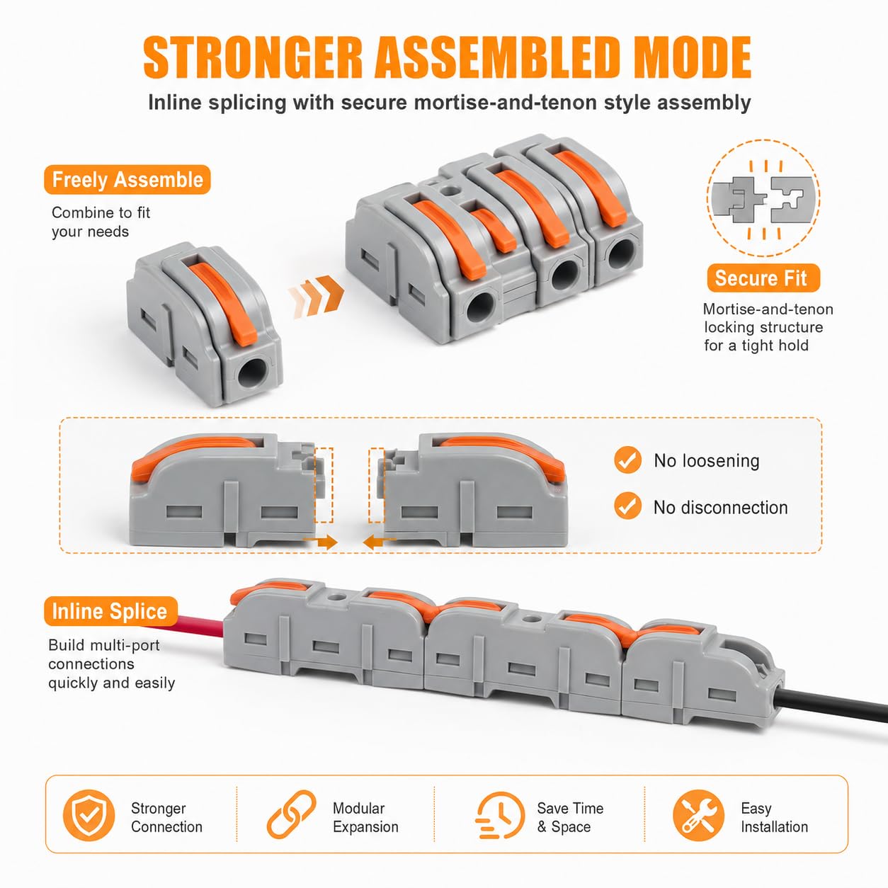 Lever Wire Connector 10 Pack, Quick Splice Inline Electrical Wire Connector Clips for 0.08–4 mm² Solid & Stranded Wires, Tool-Free Reusable Cable Terminals — Amazon image 8