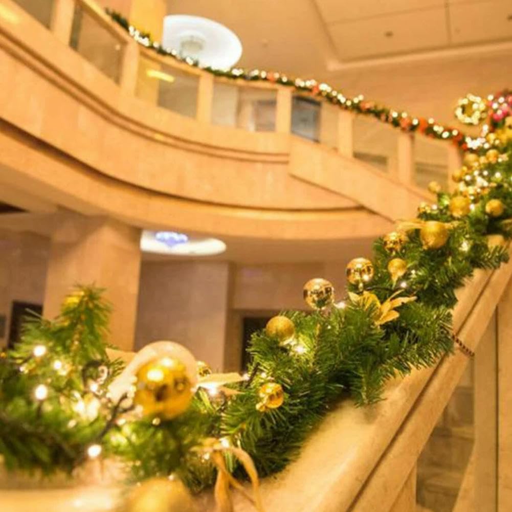 OPica 2,7 m Luces LED Guirnalda de ratán navideña Adorno navideño de Lujo Banner Guirnalda Decoración Ratán Iluminado Fiesta en casa de Navidad