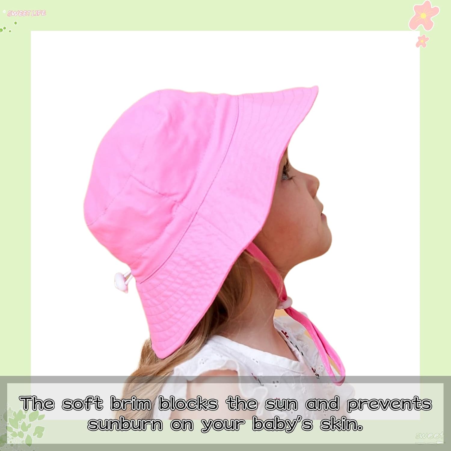 Peecabe Summer Baby Sun Hat for Boys Girls UPF 50+ Wide Brim Toddle Bucket Hat Adjustable Baby Beach Cap 0-8 Years - Image 2